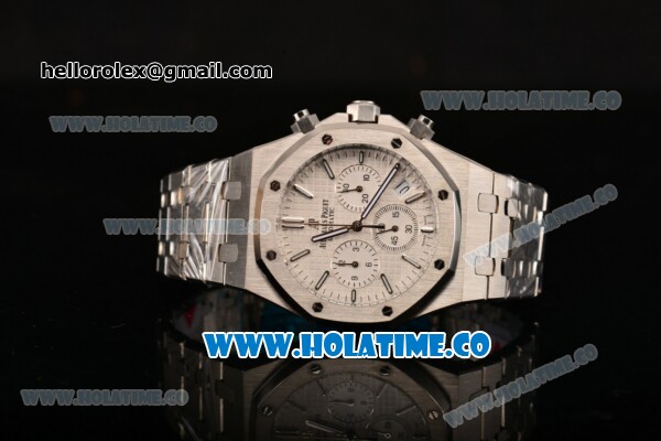 Audemars Piguet Royal Oak 41MM Chrono Miyota Quartz Full Steel with White Dial and Stick Markers - Click Image to Close